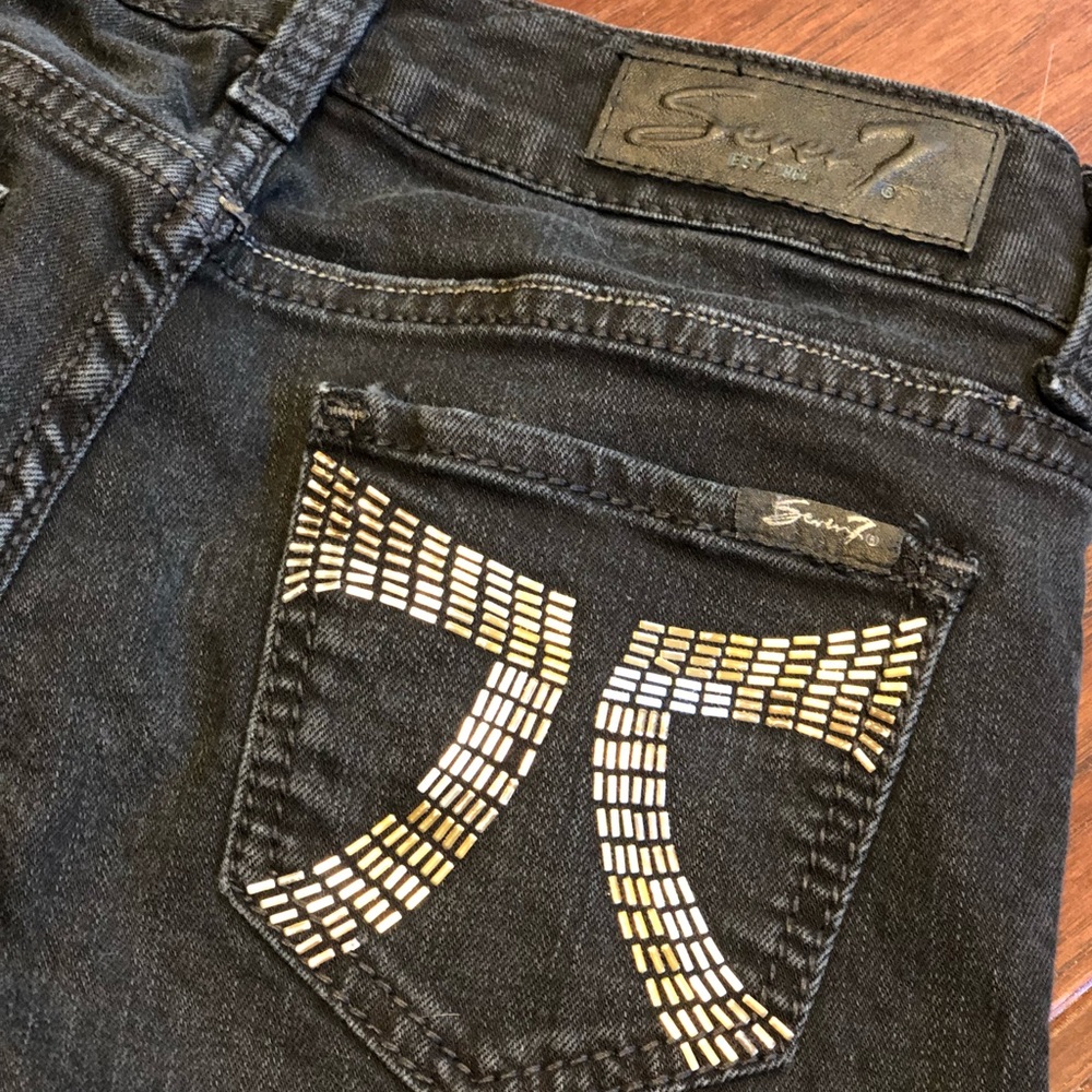 Seven Jeans Size 26 Black Wash Embellished Pocket